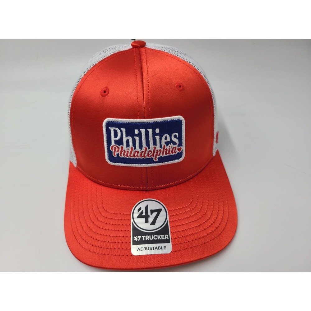 Women Philadelphia Phillies 47 Brand With Love Mesh Trucker Snapback Hat Cap MLB